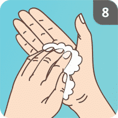 Hände mit Seife waschen Schritt 8
