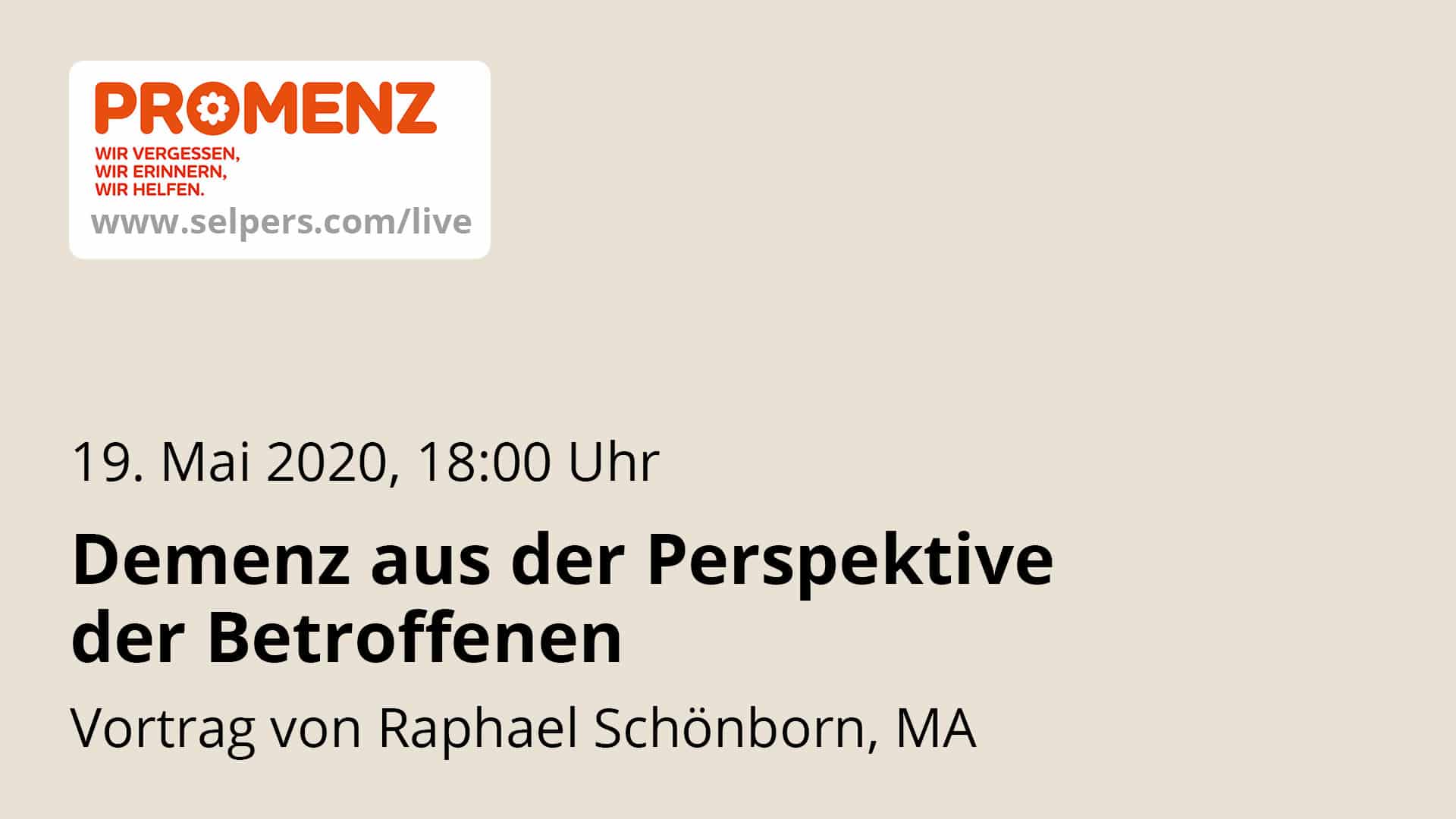 Vortrag: Demenz aus Perspektive der Betroffenen von Raphael Schönborn, MA