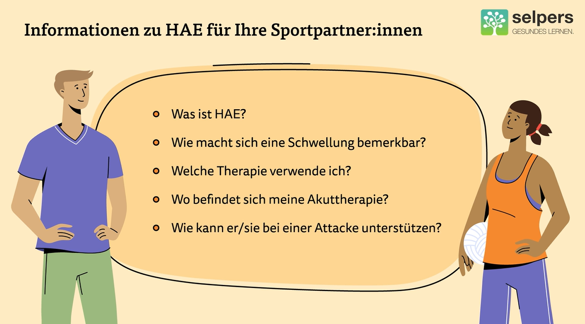 Informationen zu hereditärem Angioödem, die Ihre Sportpartner:innen erhalten sollten