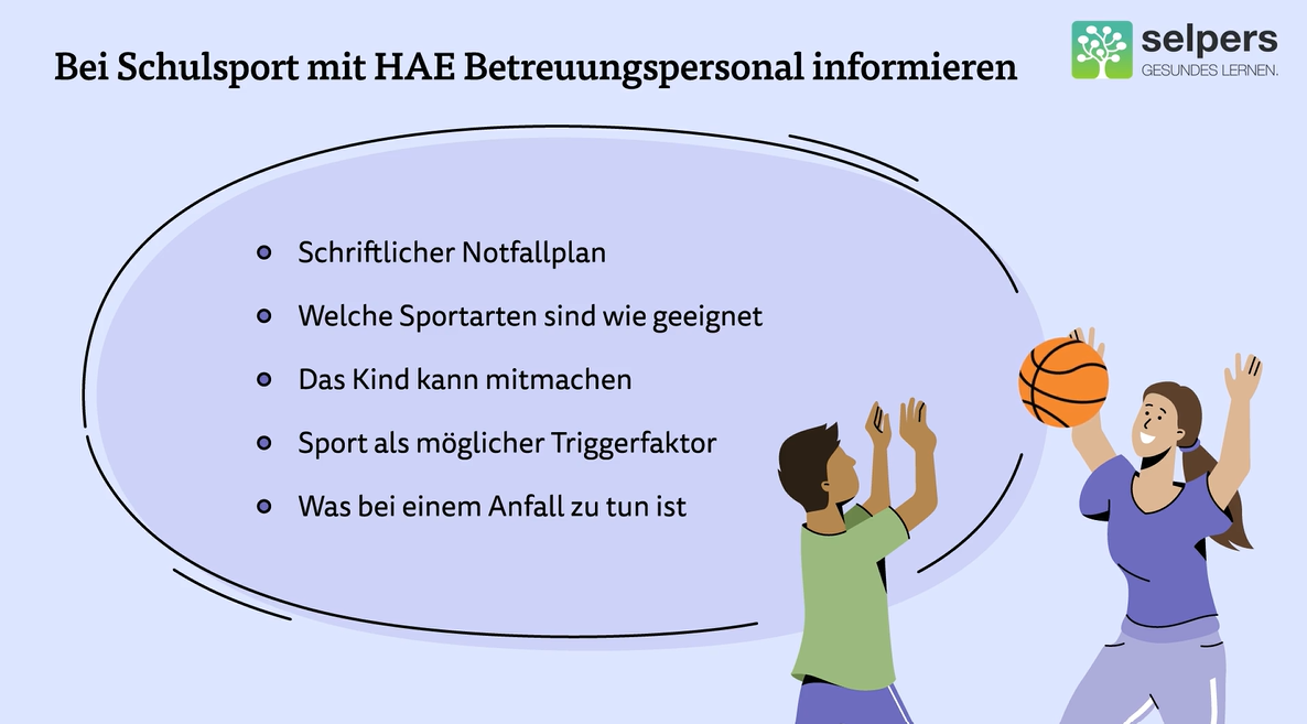 Worüber Betreuungspersonal bei hereditärem Angioödem bei Schulsport informieren