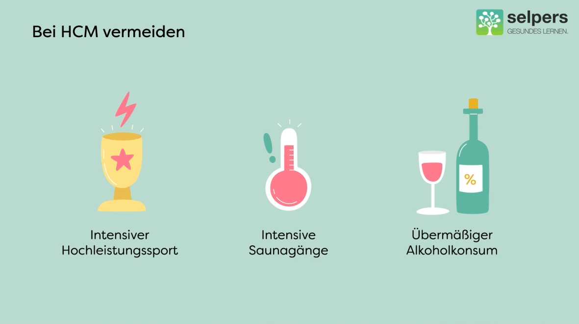 Bei HCM vermeiden: intensiver Hochleistungssport, intensive Saunagänge und übermäßiger Alkoholkonsum.